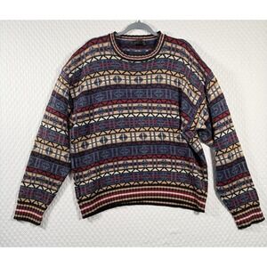 Colorful Knit Dad Sweater Ramie/Coton VTG Coogi Style Men XL Multi Driving Force